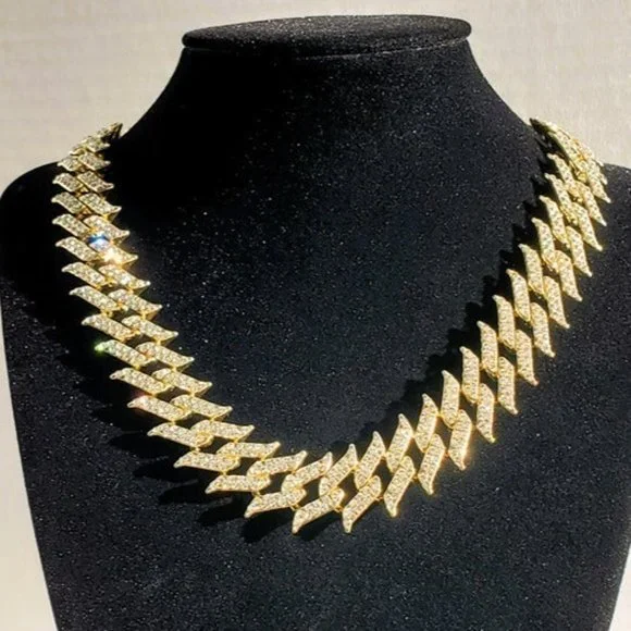 24 Mens 4ct Diamond 14K Gold Cuban Chain Link Necklace 4 ct 14 Karat Silver 24